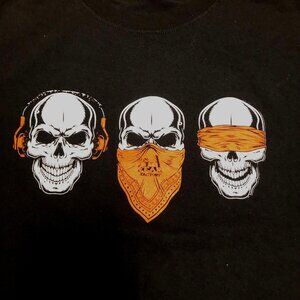 Fear Factory Skull T-Shirt Size L Black "10 Yrs of Fear Factory" Bandana Mens